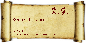 Körözsi Fanni névjegykártya